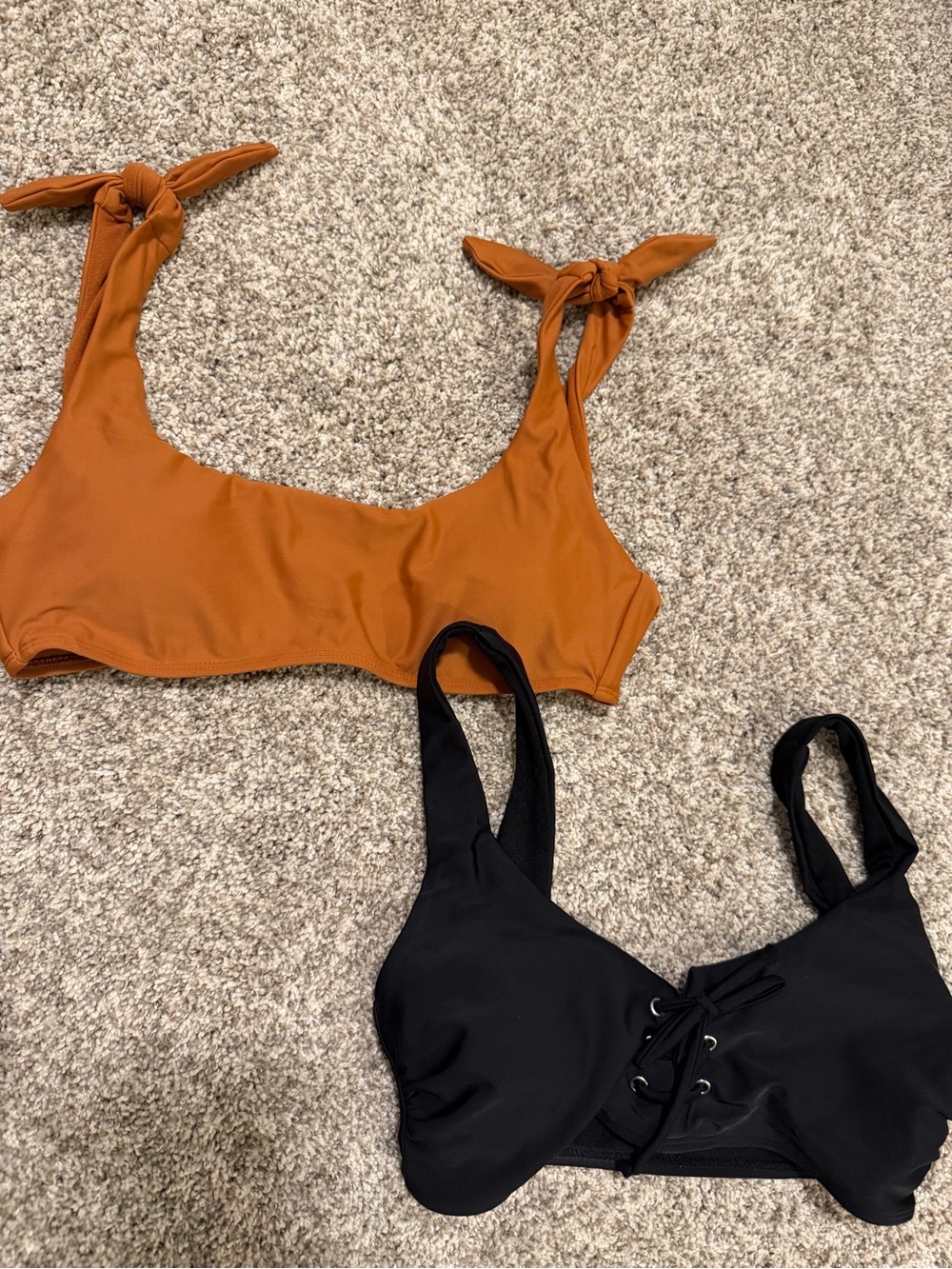Gianni Bini Rust Orange and Black Bikini Top Duo